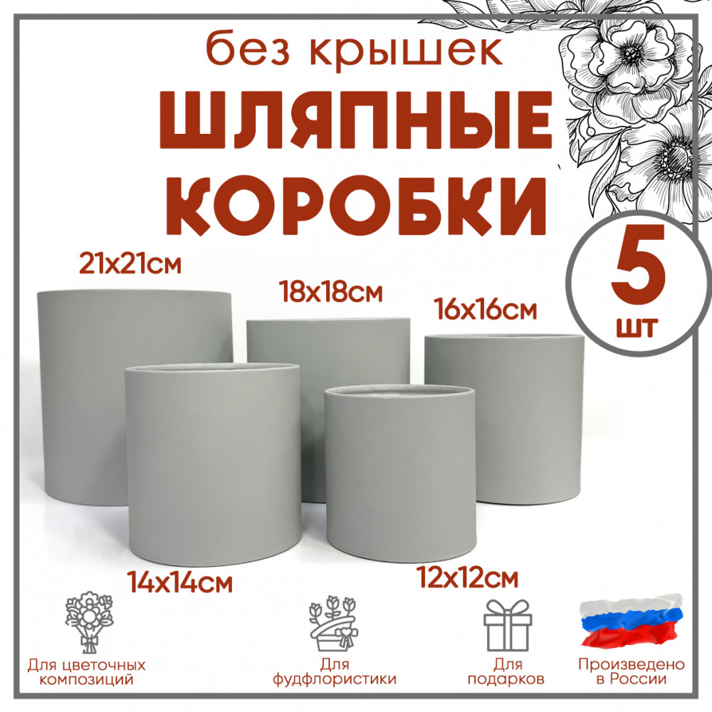 Круглые цилиндрические шляпные коробки от производителя (цвет серый)