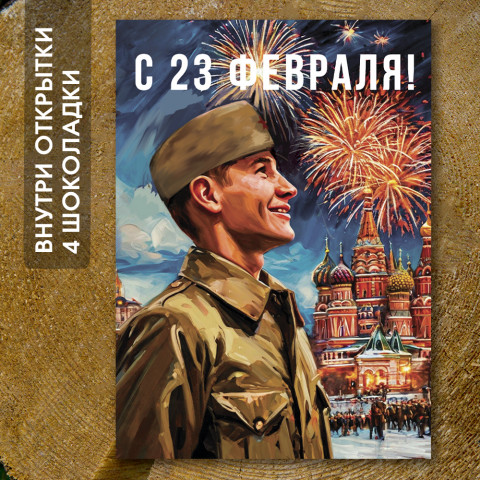 Шоко-открытка "23 февраля" салют